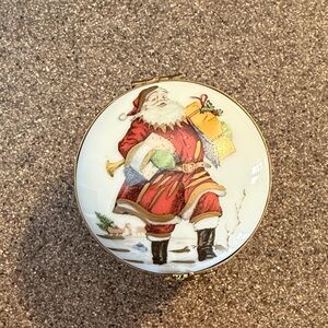 Limoges Santa Claus Holiday Box - Red and Gold